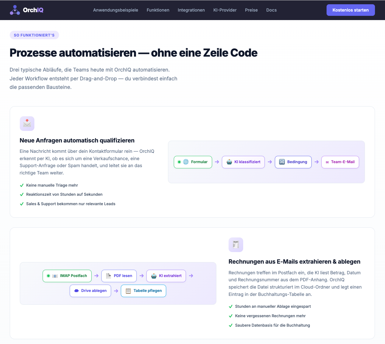 OrchIQ — visueller Workflow-Editor